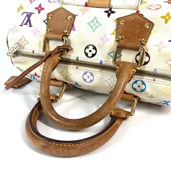 LOUIS VUITTON M92643 MonogramMulticolore Speedy30 Hand Bag Blanc White - Picture 8 of 16